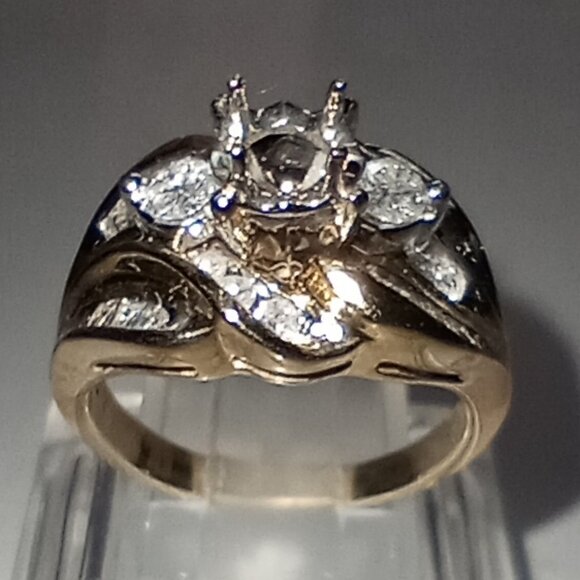 14Kt Yellow Gold 2/3-Carat Diamond 5mm Round Semi-Mount Marriage Ring - Picture 2 of 7